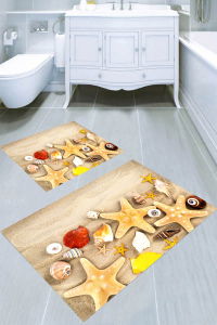 Kumsaldaki Yıldızlar Desenli 2li Banyo Paspası (50x60 cm - 60x100 cm) - Thumbnail