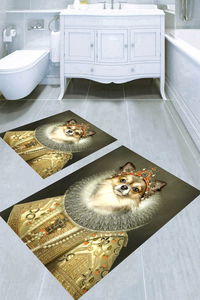 Soylu Köpek Desenli 2li Banyo Paspası (50x60 cm - 60x100 cm) - Thumbnail